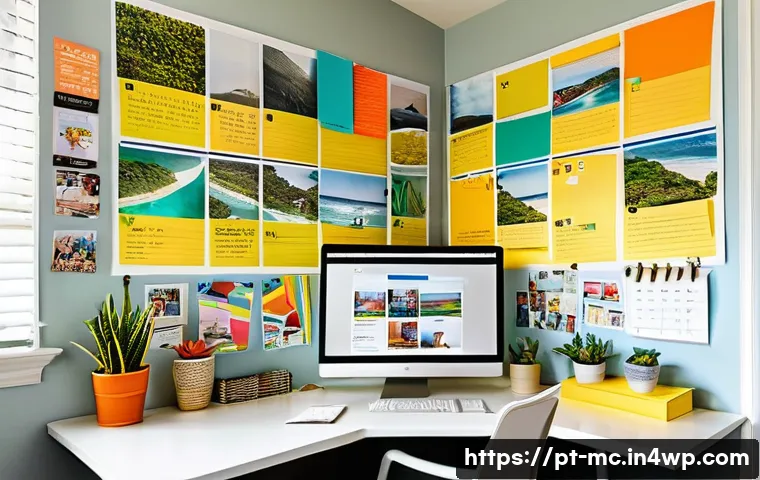 목표 달성을 위한 시각적 동기 부여 기술 - A cozy, well-organized home office corner designed specifically for goal-setting and motivation, fea...